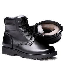 冬季羊毛靴男士马丁靴加绒保暖棉鞋钢头钢底战靴防滑雪地靴