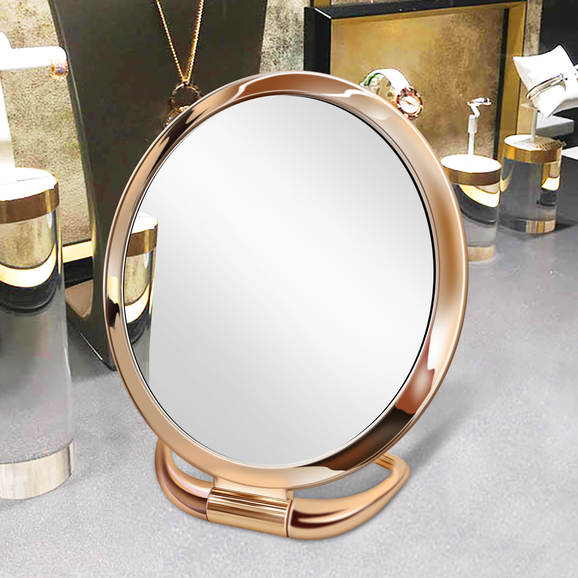 电镀折叠镜宿舍化妆镜 厂家批发 手柄镜 美容院专用手拿镜子