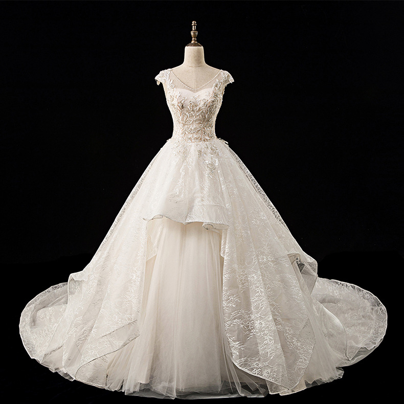 外贸婚纱礼服2022新款新娘仙气赫本星空显瘦长拖尾 跨境货源供应