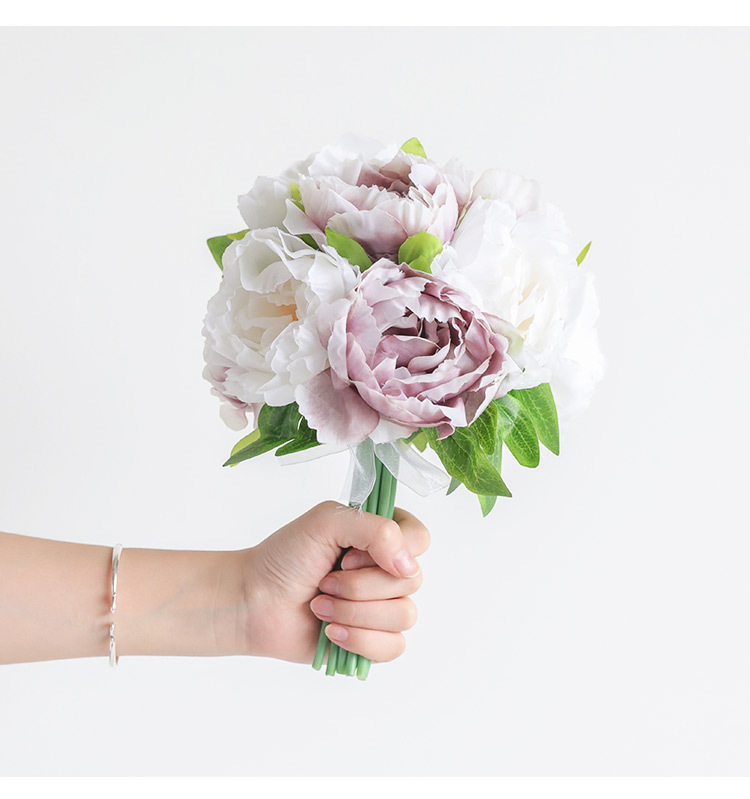 现货厂家特惠批发 5头牡丹手捧花婚纱摄影仿真花新娘手扎花假花