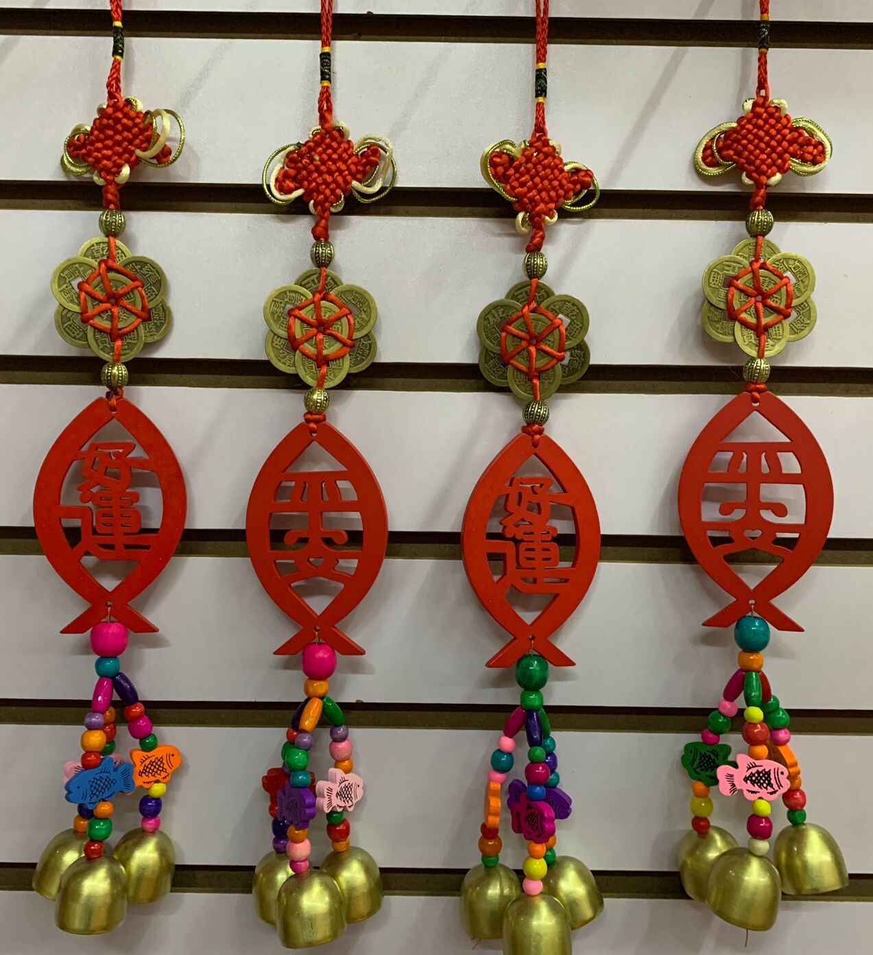 云南民族特色丽江东巴旅游工艺品风铃挂件中国结铜钱红鱼三铃