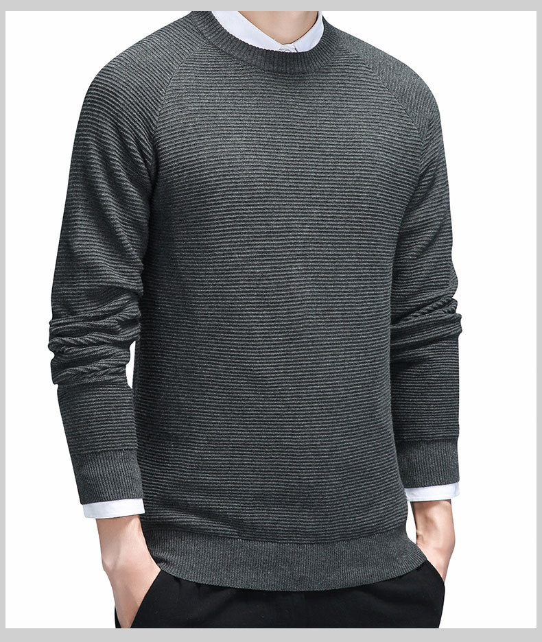 新款男士毛衣四季百搭针织衫纯色男经典休闲套头圆领衫