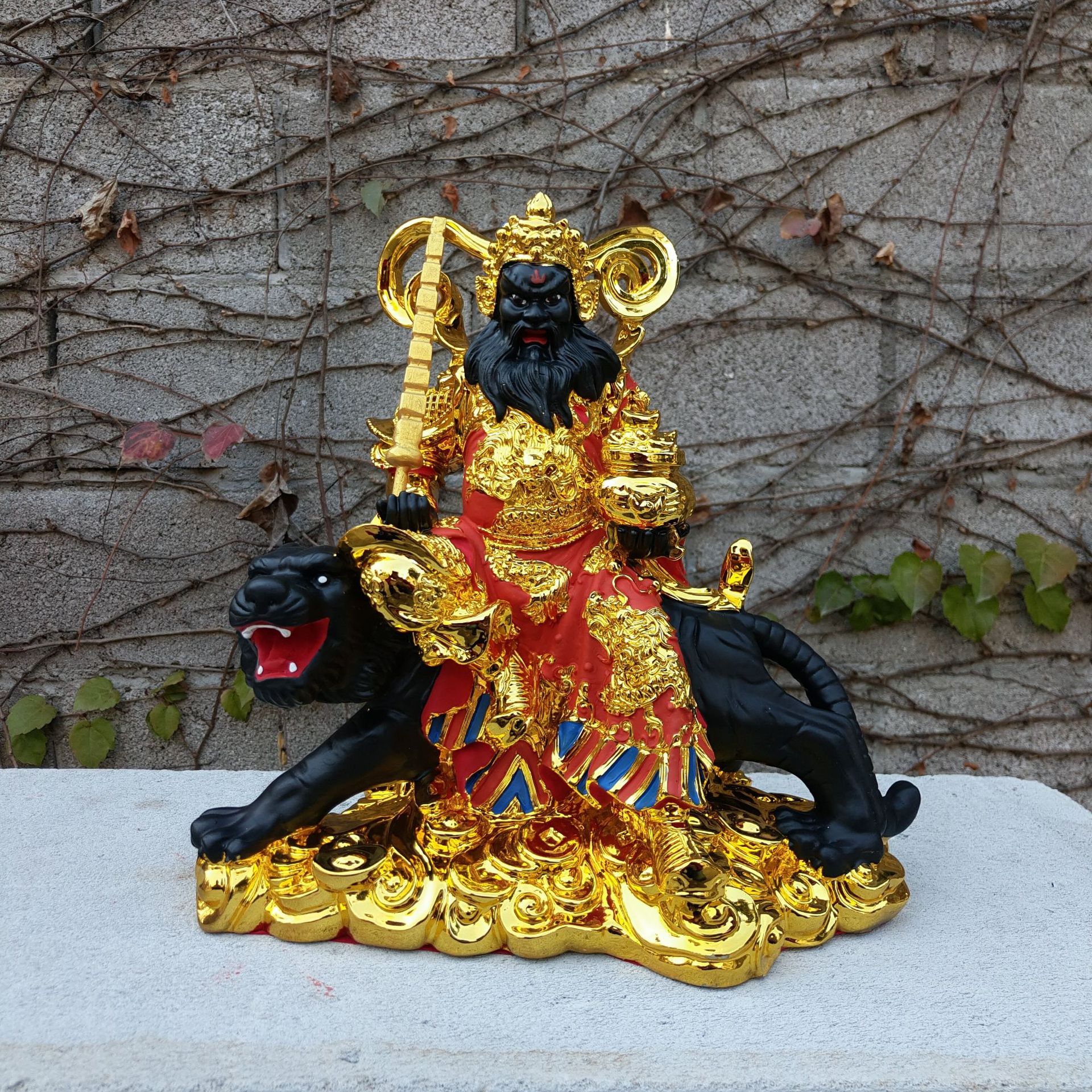 树脂佛像寺庙祠堂工艺品摆件12寸30cm武财神骑虎赵公明