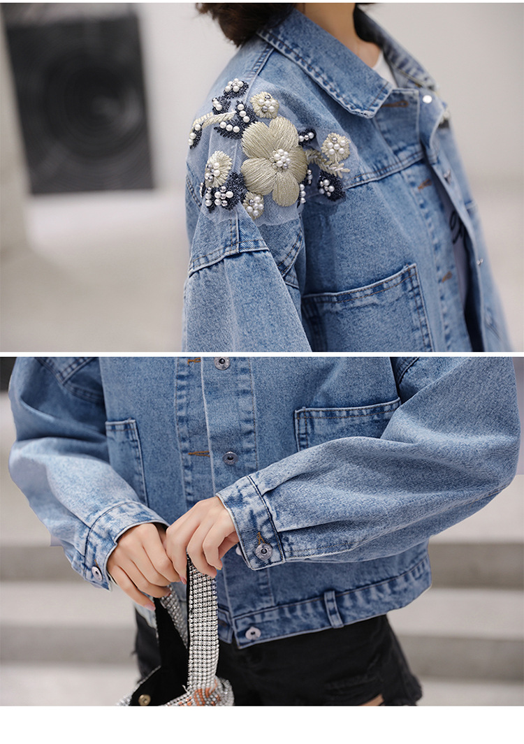 牛仔外套女2019新款宽松韩版bf宽松学生百搭刺绣花短牛仔衣春秋潮