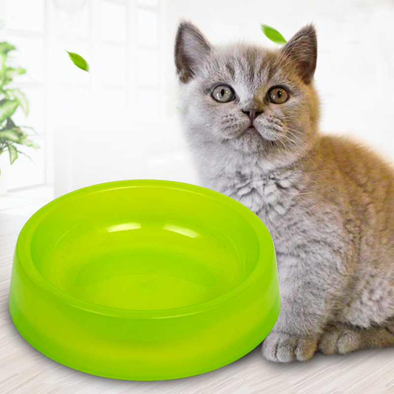 宠物用品糖果色猫咪食具 塑料半透明猫食碗猫水碗宠物进食工具-阿里巴