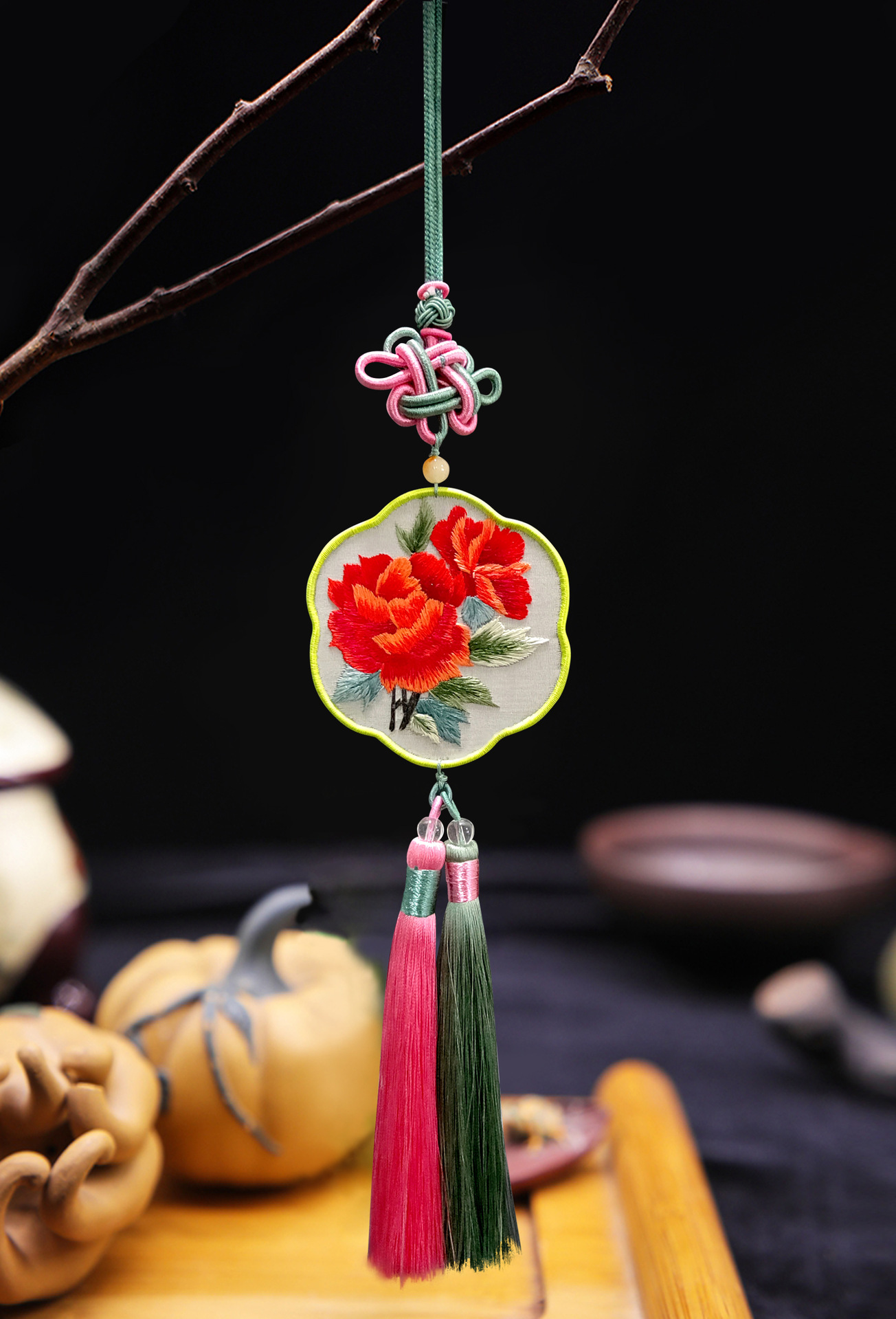 苏绣 双面绣挂件 刺绣车挂 出国礼品 古风汉服中国结刺绣挂件