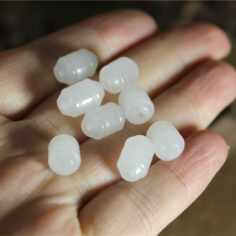 新疆白玉 金丝玉 东陵玉滚珠桶珠 佛珠手链项链半成品配饰配件