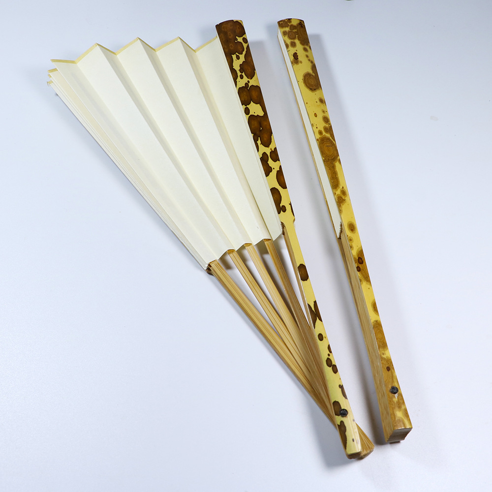 精制苏工竹扇子 8寸95寸10寸梅妃折扇 书画扇子空白宣纸斑竹纸扇