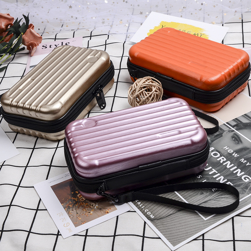 New Multi-Functional Pc Hard Shell Waterproof Travel Cosmetic Bag Wash Bag 7-Inch Small Suitcase Portable Storage Bag Abs