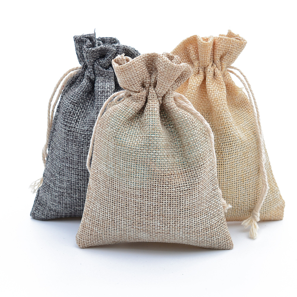 10*14 棉绳麻布袋 抽绳束口环保亚麻广告空白礼盒包装麻布香包袋