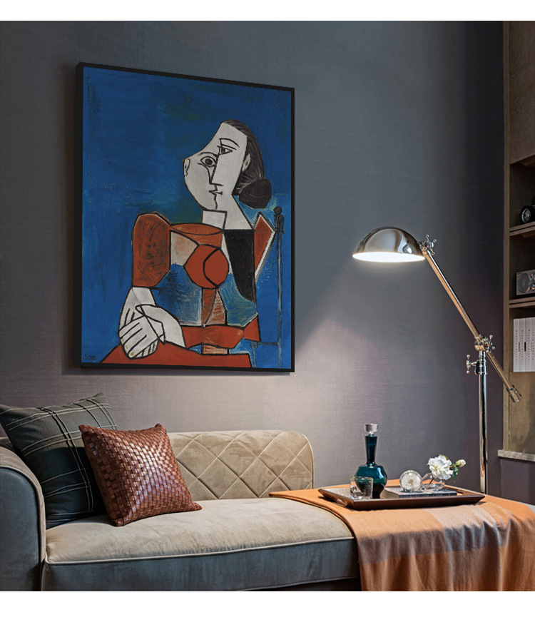 毕加索复古抽象人物装饰画客厅酒店民宿餐厅大师油画小众艺术挂画
