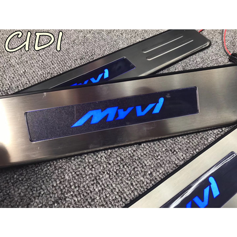 老perodua myvi不锈钢led迎宾踏板改装 马来西亚myvi带灯门槛条