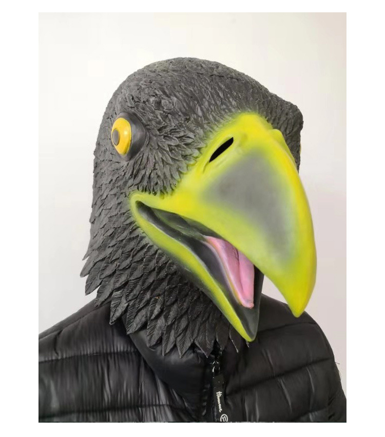 万圣节老鹰动物面具 白鹰头套 整蛊逼真面具酒吧吓人厂家批发