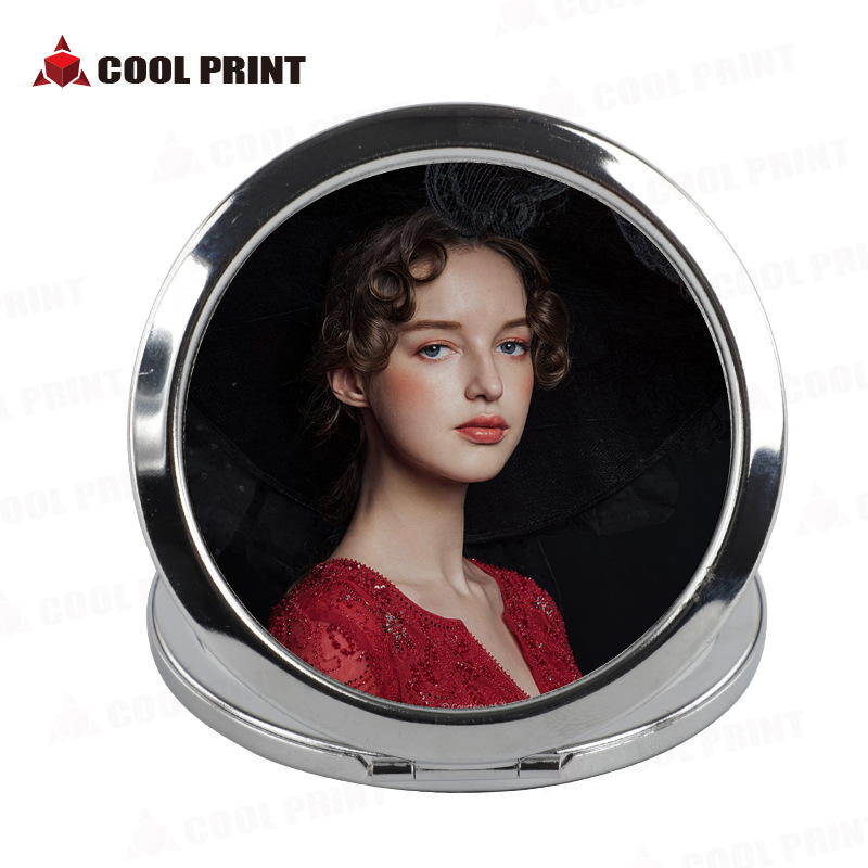 Thermal Transfer Blank Makeup Mirror Creative Heart Metal Small Mirror Portable Double-Sided Foldable Mini Makeup Mirror