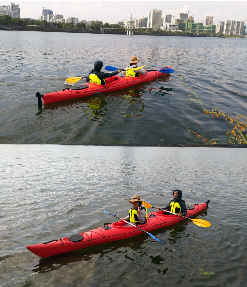 qssit52000双人滚塑皮划艇海洋舟硬艇配脚蹬座椅