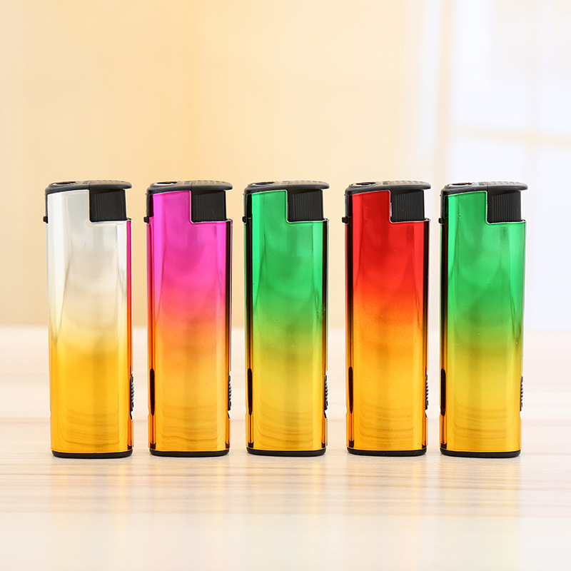 101电镀五色金属套壳防风带灯打火机批发 创意广告打火机定制logo