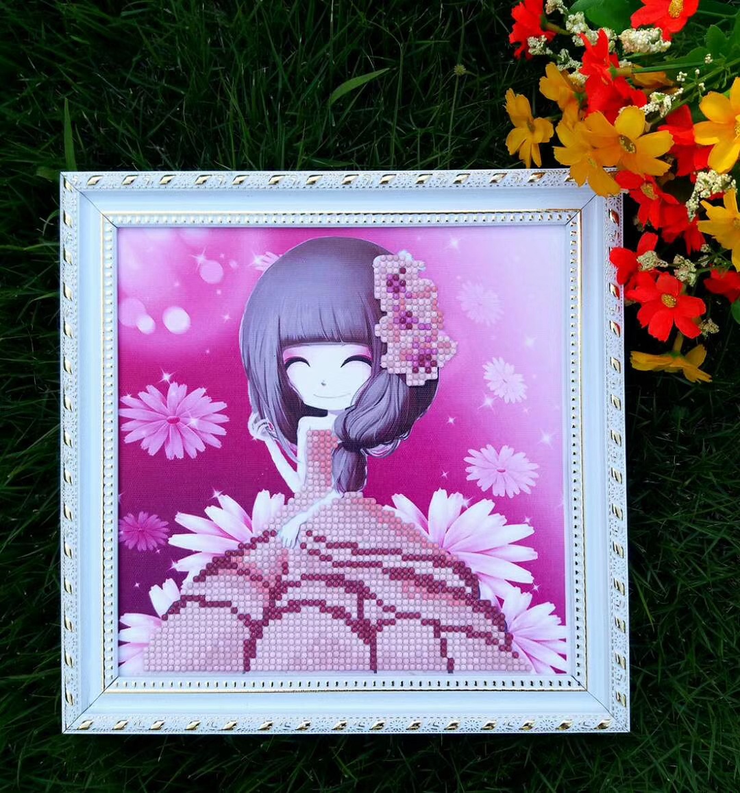 白金框钻石画 新款卡通动漫 点点画 钻石画diy 创意手工材料包