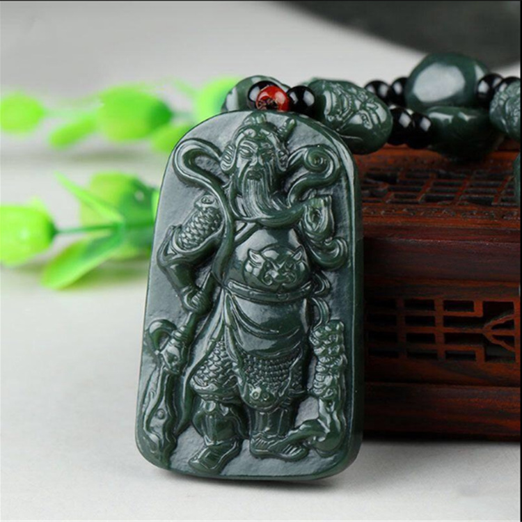 厂家批发新疆和田青玉关公吊坠男款男士青玉牌子玉石玉器玉佩挂件