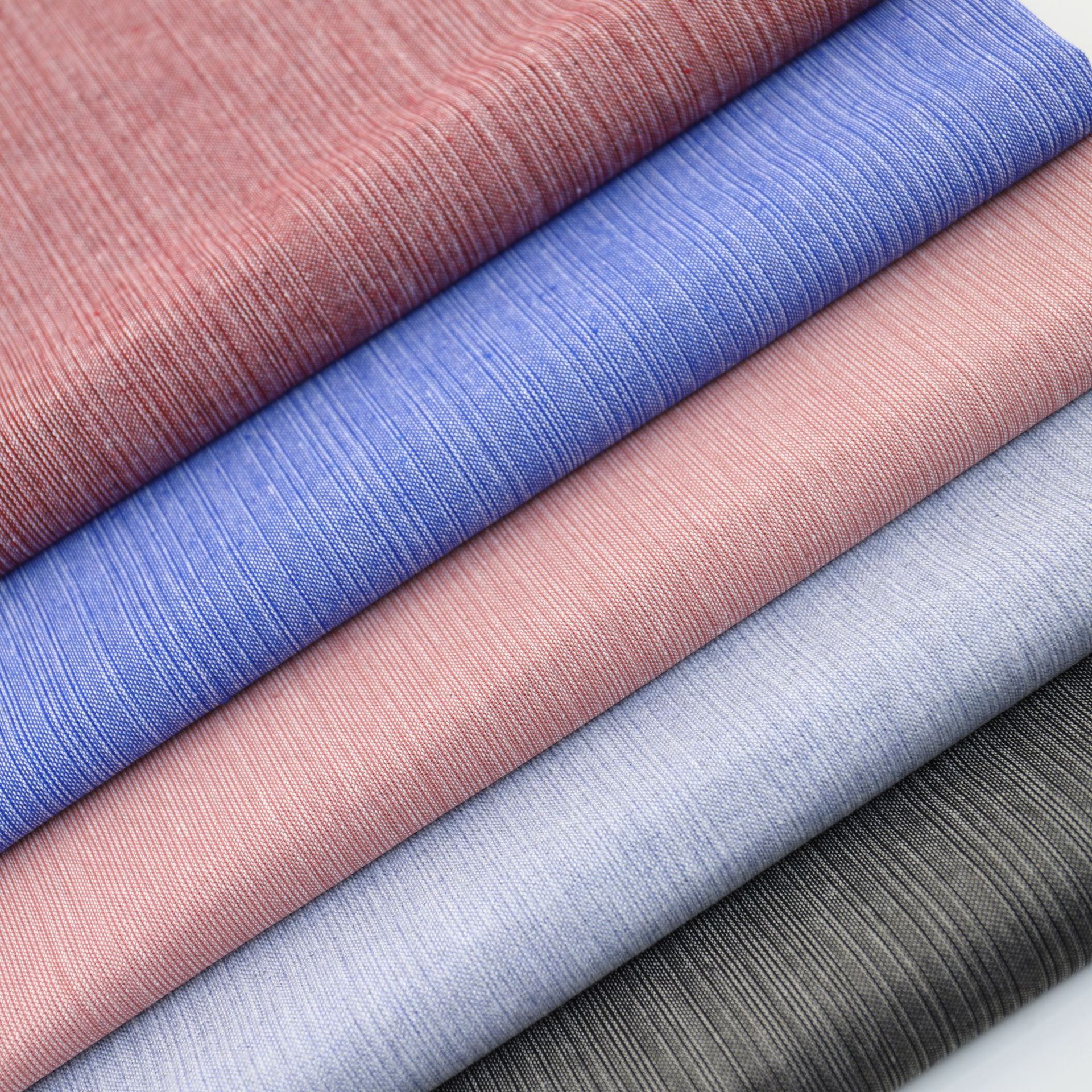 涤棉麻混纺交织色织条子短袖吊带连衣裙箱包鞋帽时装面料现货供应