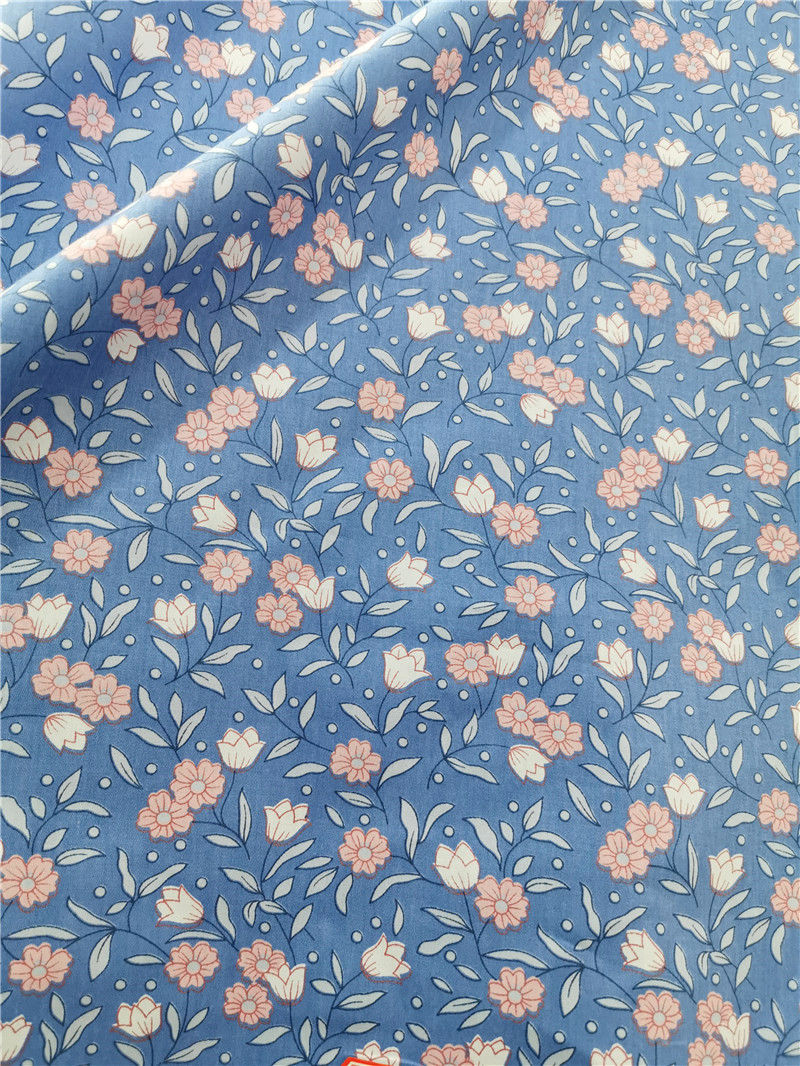 2020春夏新款斜纹印花布料 小碎花服装纯棉布 圆网印花加工 染布