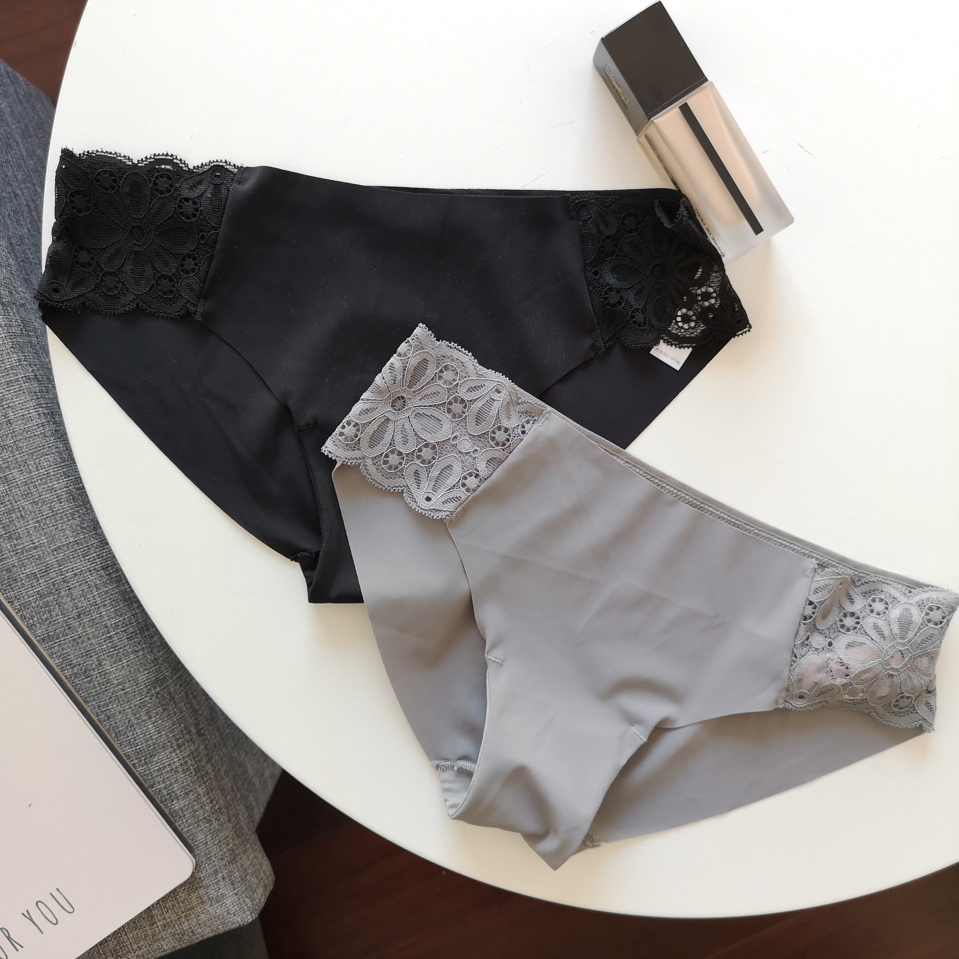 一片式无痕冰丝内裤女波浪边 低腰纯棉裆性感女士三角裤头底裤