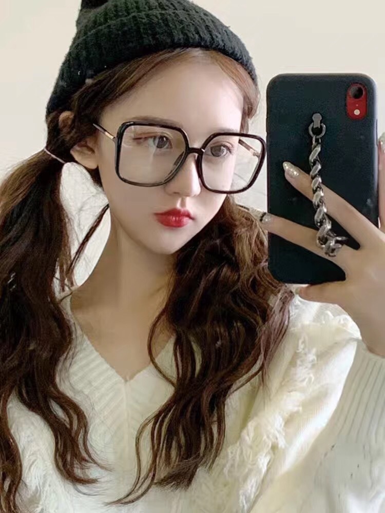 网红大黑框平光眼镜女防辐射韩版潮显瘦ins眼镜框方形