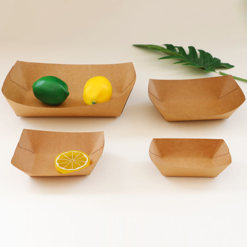 厂家直销支持定做一次性食品餐盒船型纸盒无盖小食点心盘沙拉盘