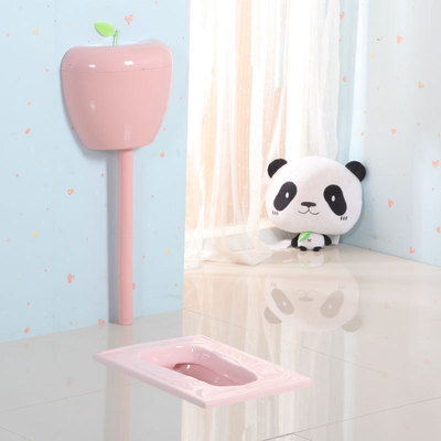 儿童陶瓷蹲便器小孩防臭蹲坑卡通蹲厕彩色大小便池带水箱