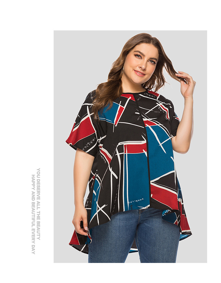 跨境电商 大码女装胖mm夏装宽松薄款短袖t恤实拍批发 jr5704