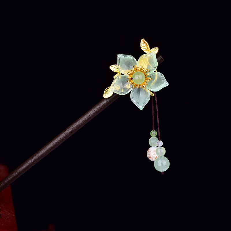 复古风发簪女琉璃汉服古装古代头饰簪子盘发木质装饰品