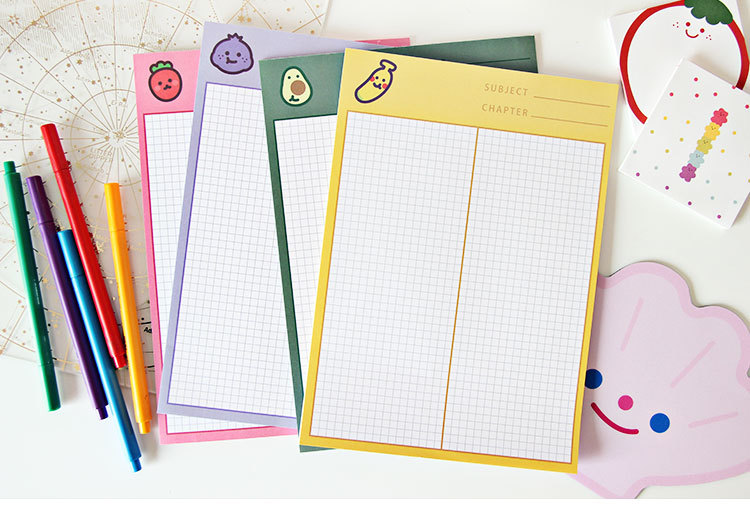 ins卡通水果学生b5便签本 学习笔记计划纸便签纸手账素材网格纸