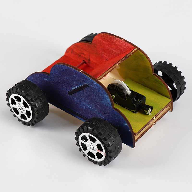 科技小制作发明发条弹性拉线小车小学生科学实验材料儿童玩具批发