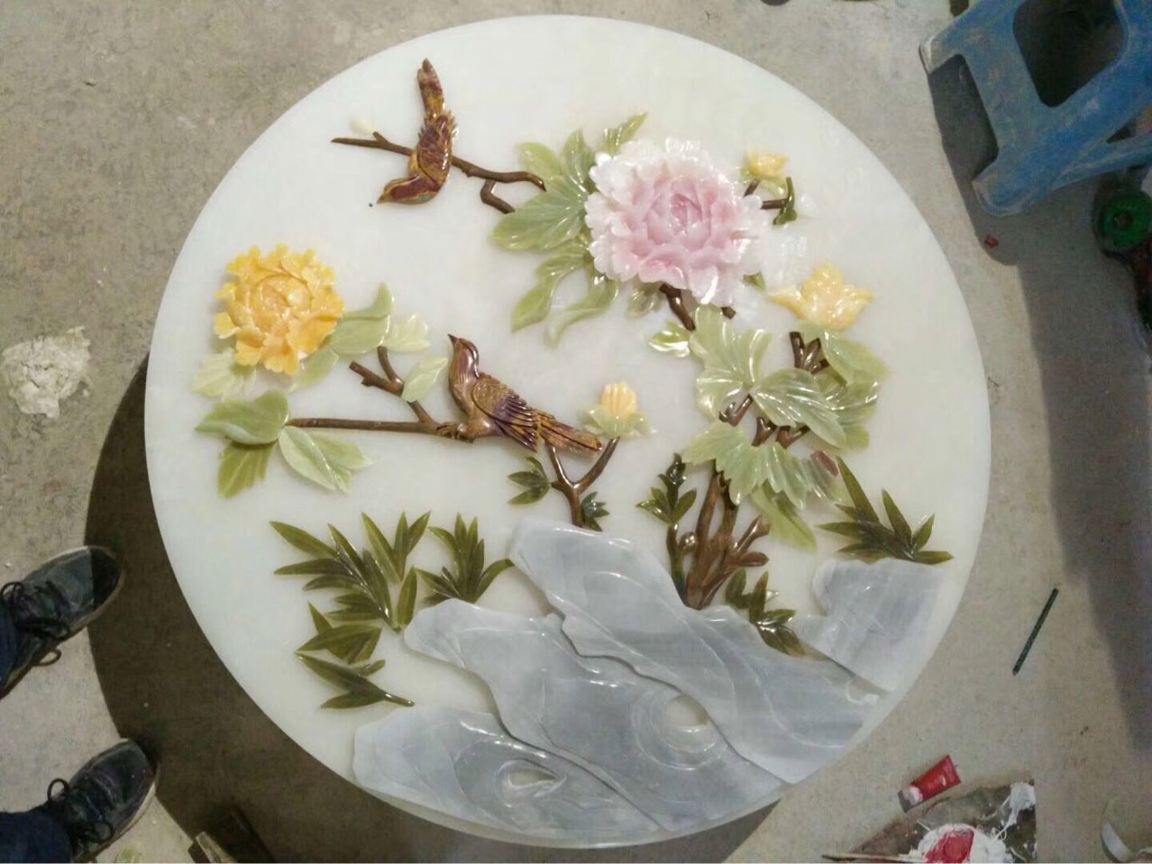 大理石彩雕,玉石彩雕背景画