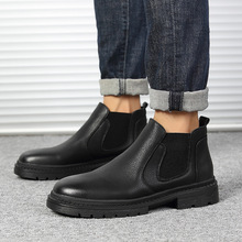 跨境时尚韩版男靴套脚工装大头皮靴切尔西靴子一件代发型号G09-C