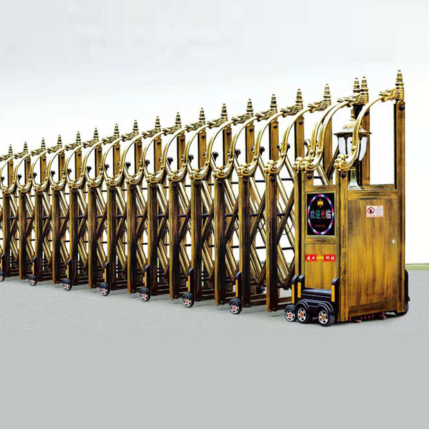 现代庭院自动伸缩门 遥控伸缩门 工厂铝合金伸缩门折叠门