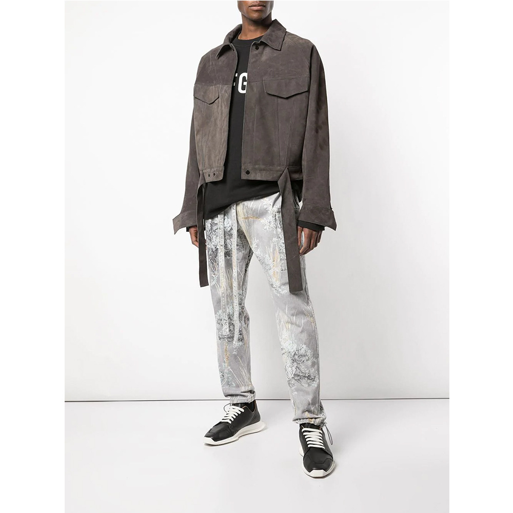 fear of god 主线第五季欧美高街麂皮绒面革fog短款衬衫夹克系带