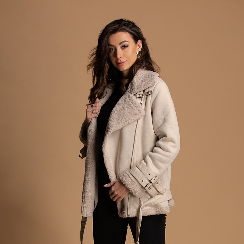 2020ins夹克外套中长款 秋冬皮毛一体羊毛皮草 仿羊毛皮草fauxfur