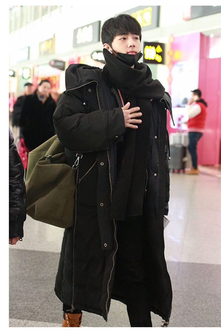 肖战明星同款衣服羽绒服男超长加厚2019新款时尚情侣大衣秋冬外套