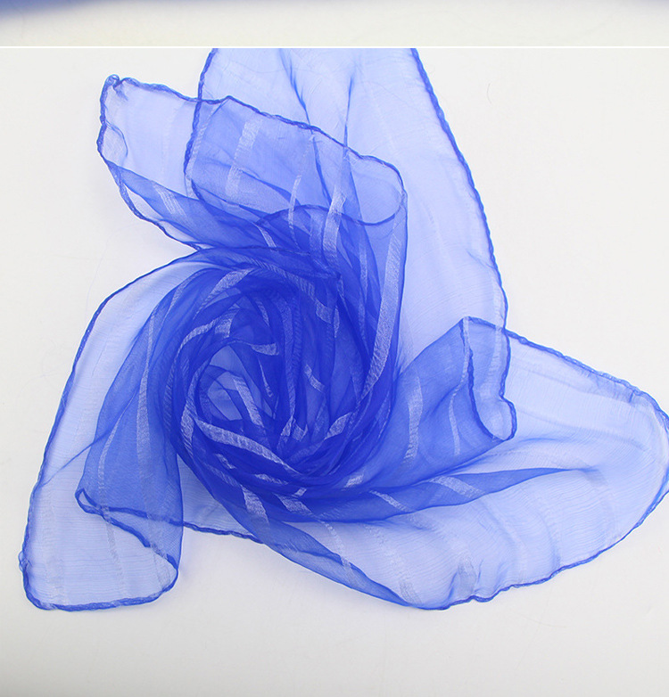 幼儿园儿童表演丝巾舞蹈方巾纯色尼龙头纱音乐器早教小纱巾批发