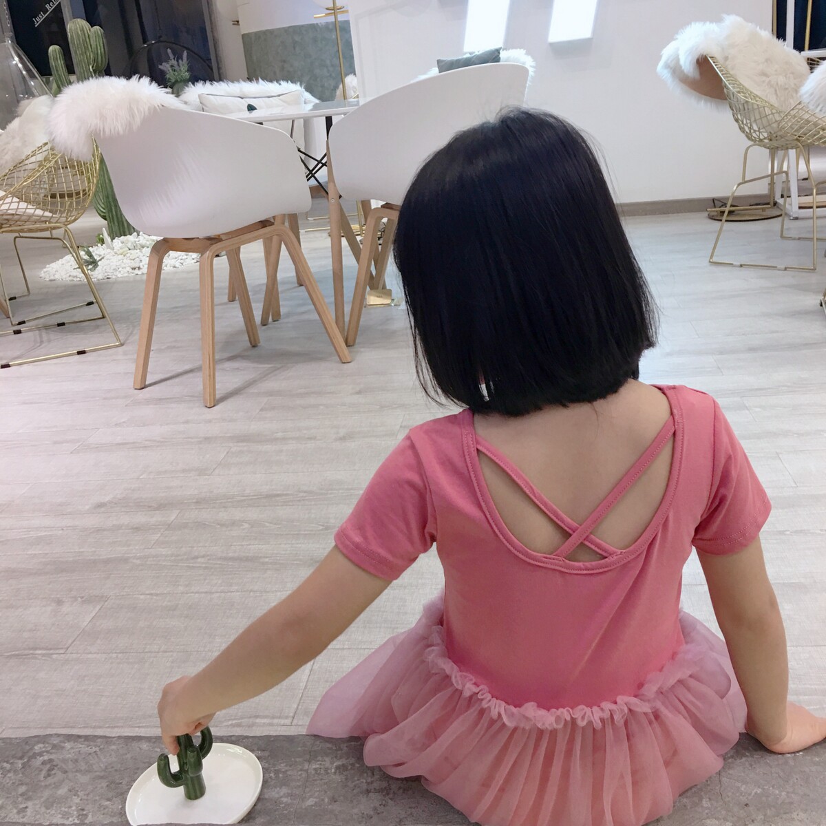 儿童连衣裙韩版柔软纯棉短袖蓬蓬纱裙女童露背公主连衣裙生日纱裙