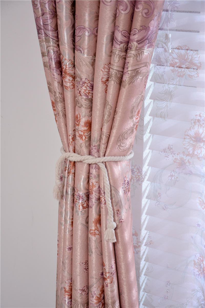 批发供应窗帘遮光布客厅卧室阳台布艺窗帘提花布印花黑丝提花窗帘