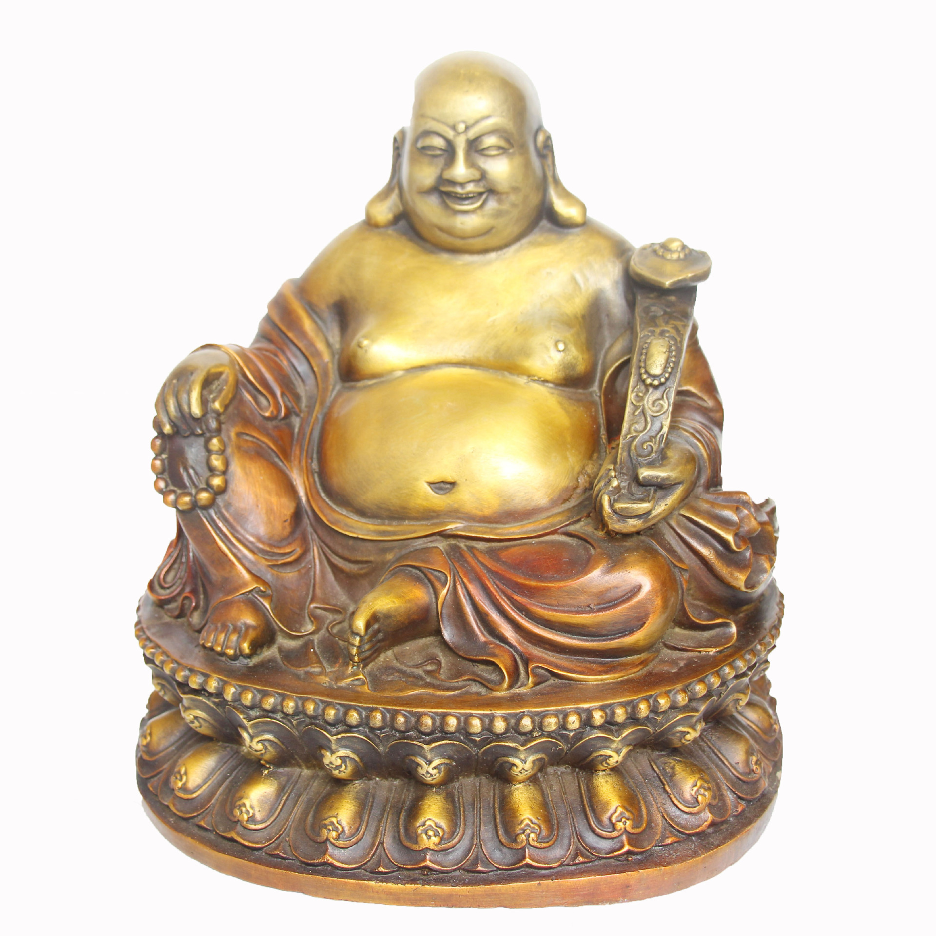 铜雕佛像厂家定制大型纯铜坐莲赤脚大肚坐像弥勒挑金币弥勒铜佛像
