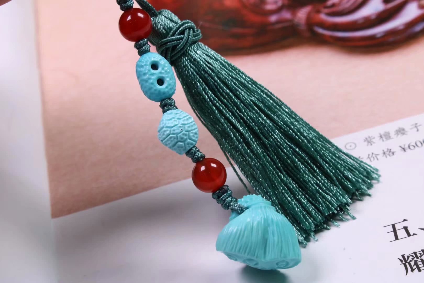 天然原矿绿松石高瓷蓝精品配饰莲蓬富甲diy挂件 湖北产地一件代发