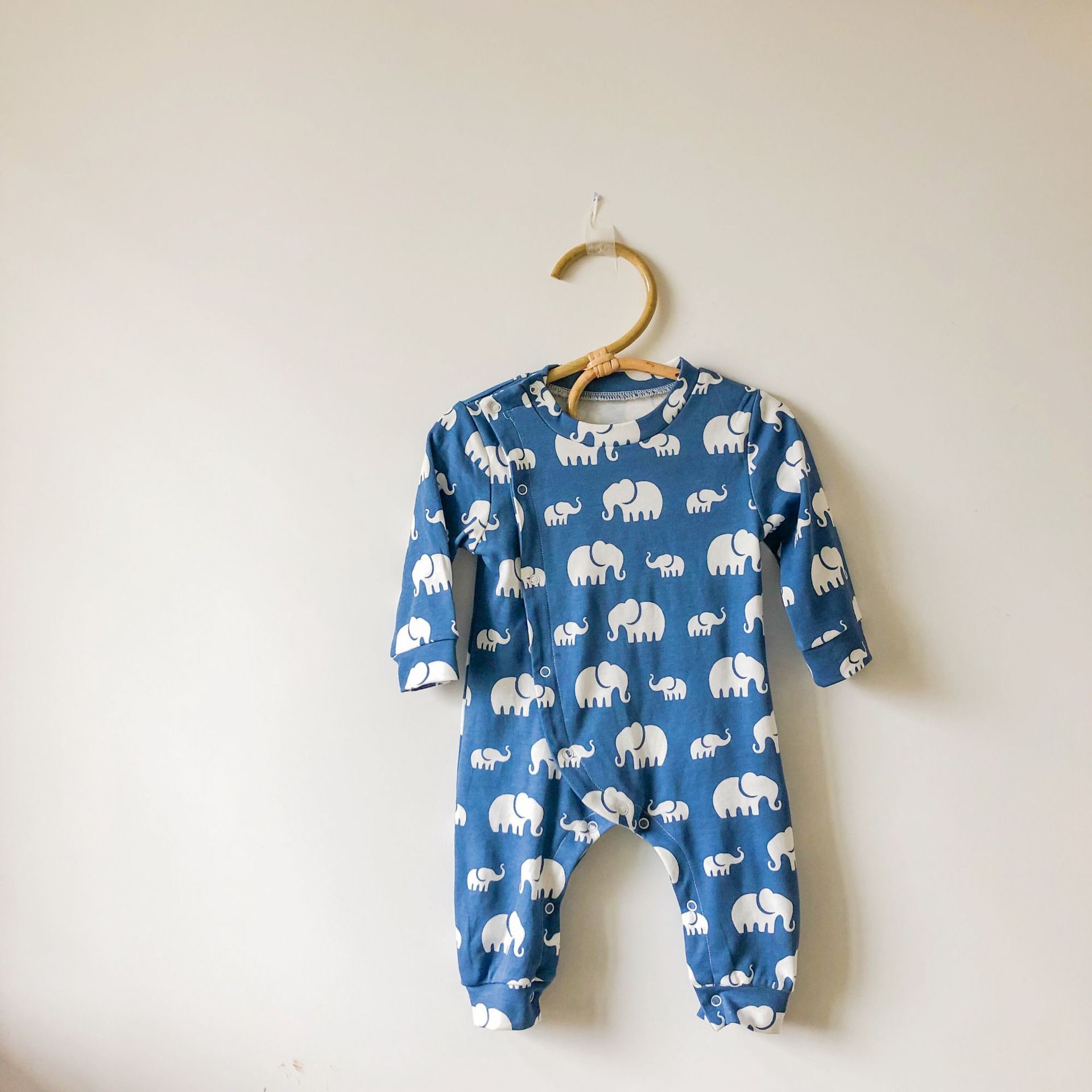 乐宾春款婴儿衣服 可爱大象长袖长裤连体衣 a类棉哈衣爬爬服