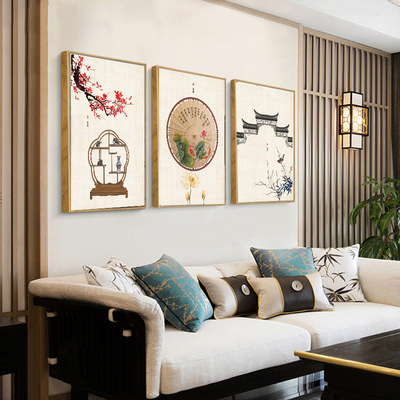 新中式客厅装饰画沙发背景墙饭厅民俗风餐厅挂画中国风卧室床头画