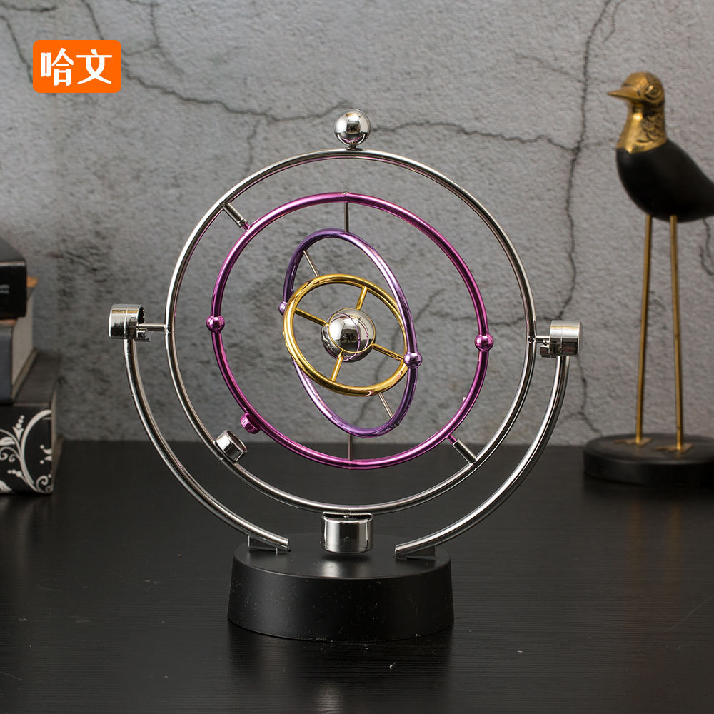 创意家居装饰地球永动仪天体运动自动旋转机械摇摆器工艺品摆件