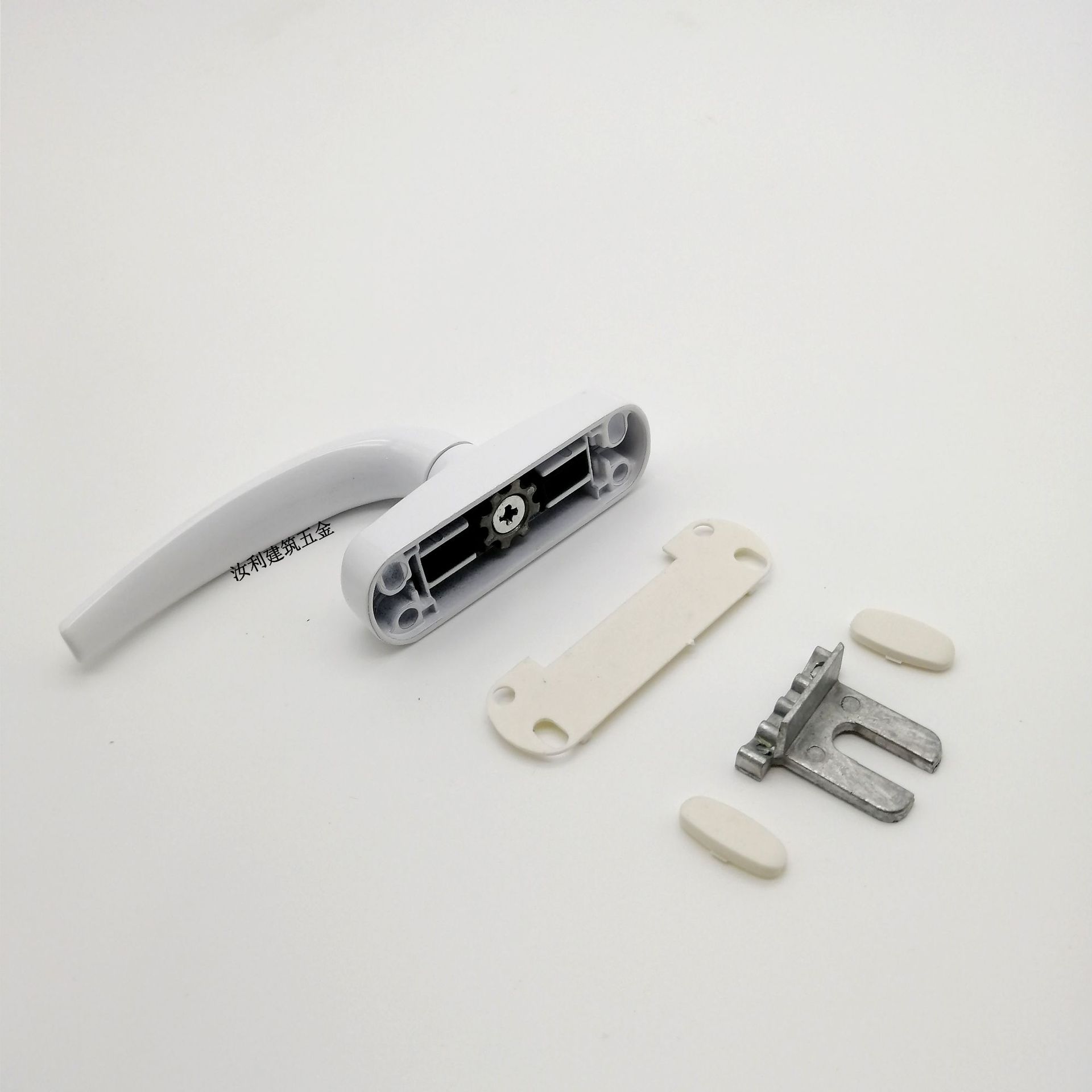 白色两点锁执手铝合金门窗传动执手平开窗把手窗户锁两点锁