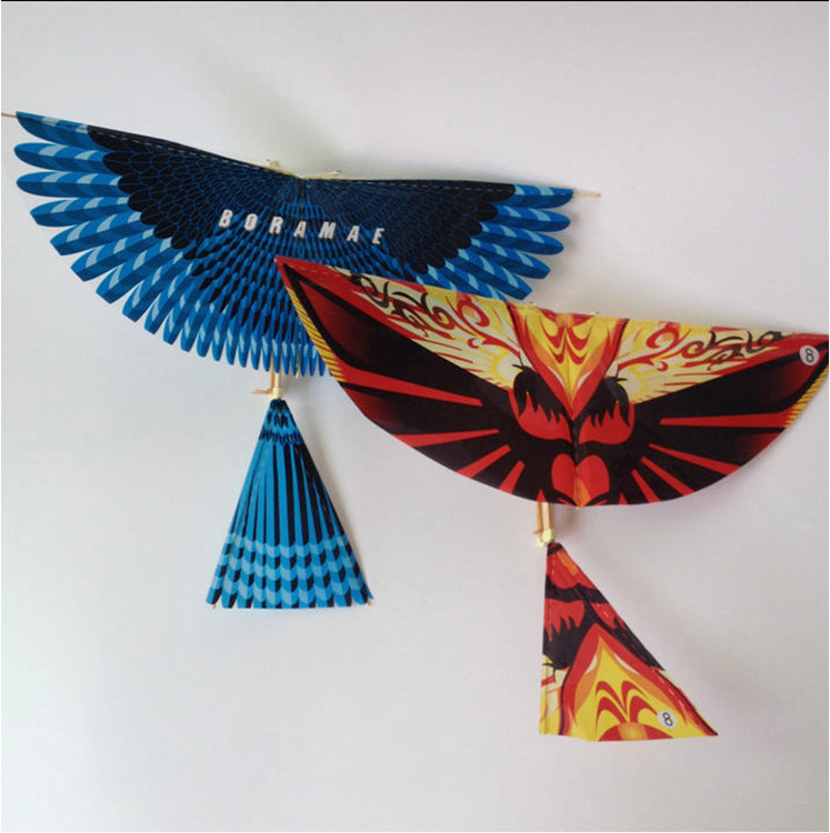 新款橡皮筋动力鲁班鸟飞鸟玩具扑翼机飞行木头鸟公园户外大飞鸟