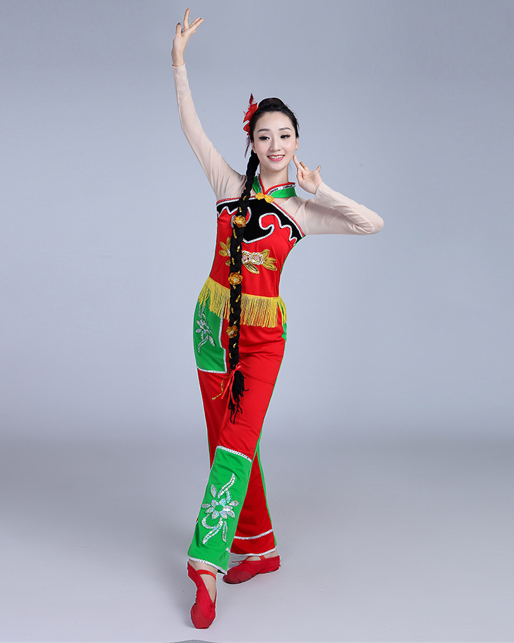 陕北民族风山丹丹开花红艳艳新款秧歌服女装舞蹈演出服装舞台服饰