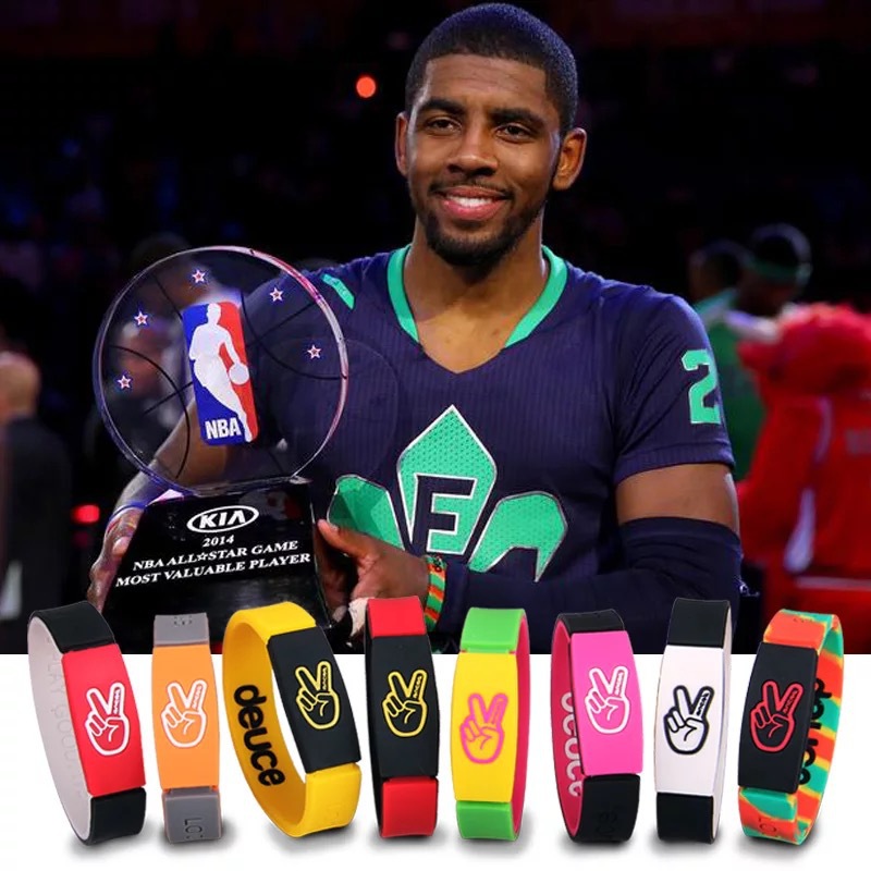 nba骑士队欧文纪念版硅胶手镯环圈v手势k2篮球运动划扣夜光腕带